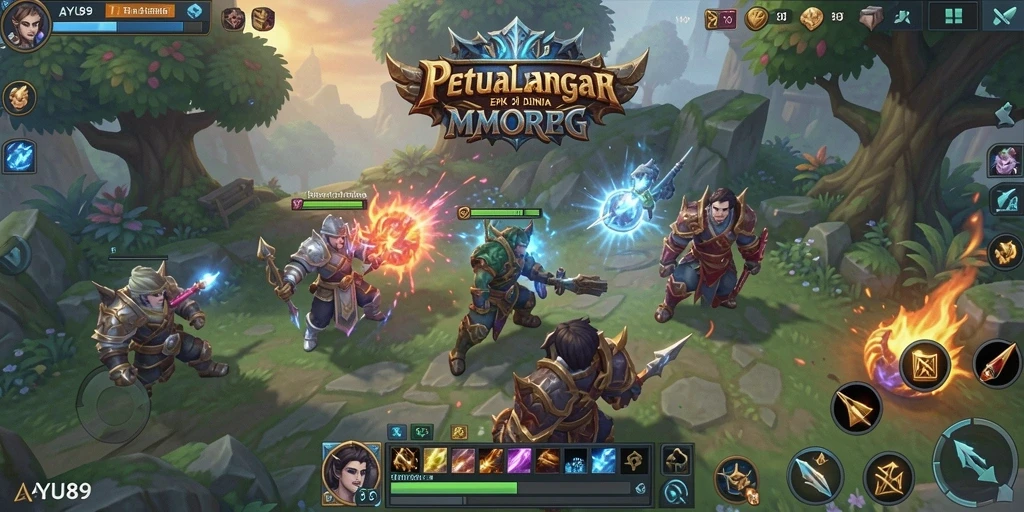 Gameplay AYU89 menampilkan pertempuran epik antara karakter di dunia terbuka.