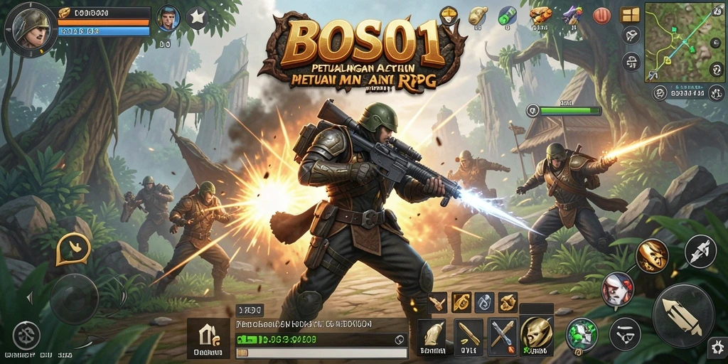 Screenshot menampilkan aksi seru dalam pertarungan di BOS01.