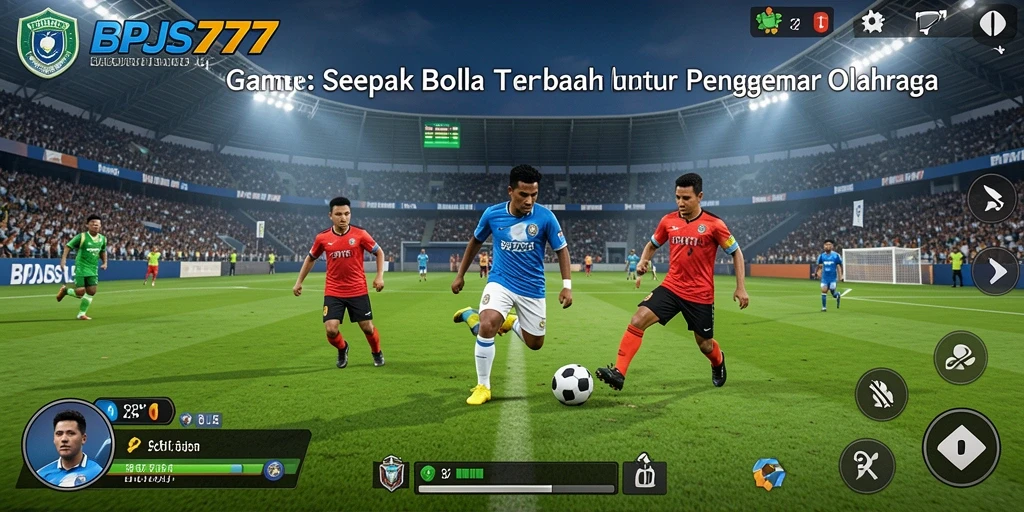 Tampilan gameplay seru dalam BPJS777 yang menampilkan aksi pertandingan sepak bola.