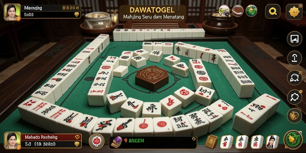 Tampilan gameplay DAWATOGEL yang menarik saat bermain Mahjong.