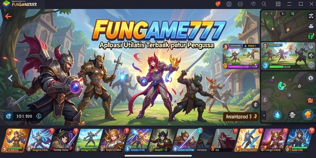 Screenshot dari antarmuka utama FUNGAME777 menampilkan fitur efisiensi aplikasi.