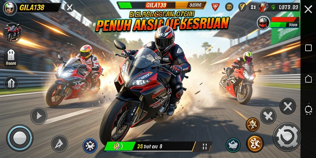 Gameplay GILA138 yang penuh aksi di trek balapan.