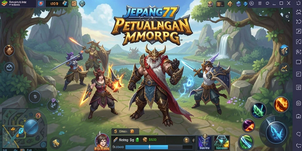 Screenshot menunjukkan aksi seru dalam gameplay MMORPG JEPANG77.