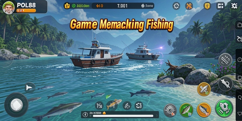 Gameplay POL88 menampilkan pemandangan memancing yang memukau dan seru.