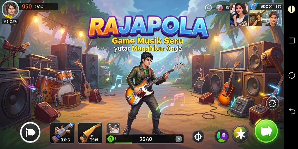 Tampilan gameplay seru RAJAPOLA yang interaktif dan penuh musik.