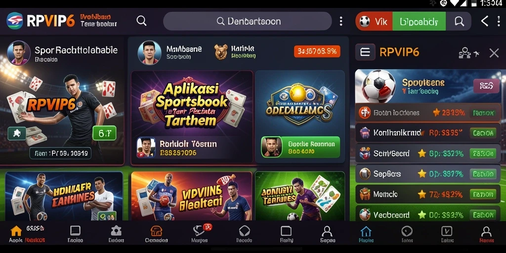 Tampilan utama RPVIP6 menunjukkan antarmuka Sportsbook yang interaktif dan menarik.