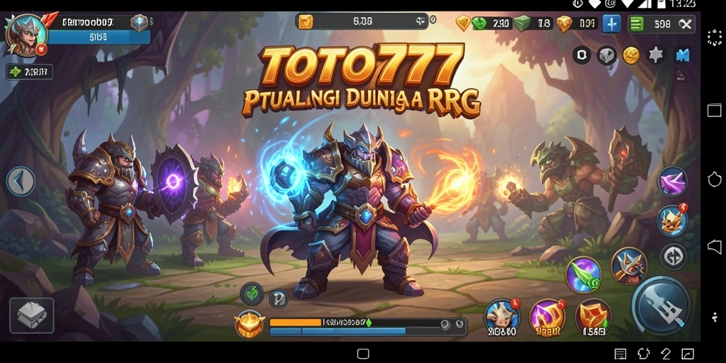 Screenshot TOTO777 menampilkan karakter bertarung di dunia fantasi.