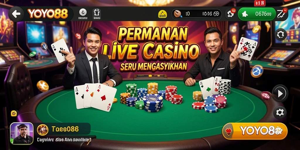 Tampilan gameplay Live Casino yang menarik dan interaktif di YOYO88.